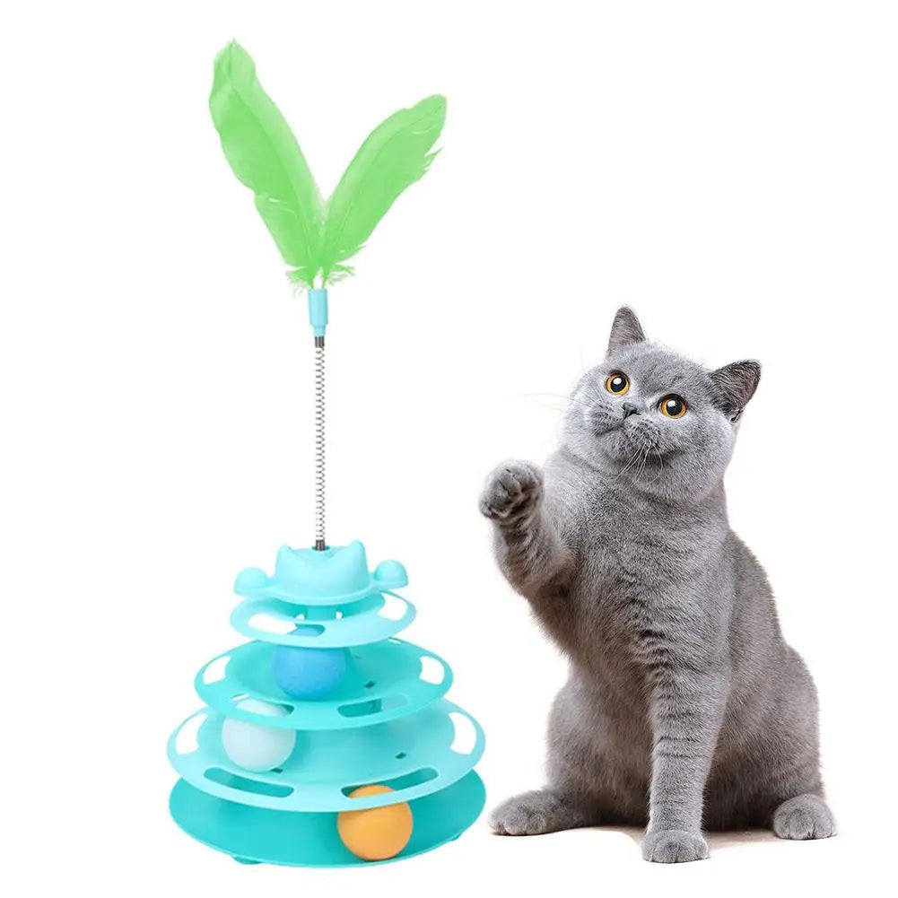 3-Tier Ball Track Tower with Feather