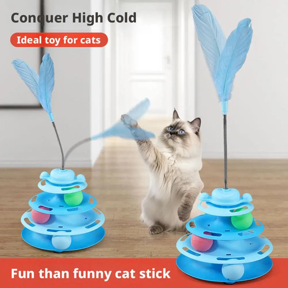 3-Tier Ball Track Tower with Feather