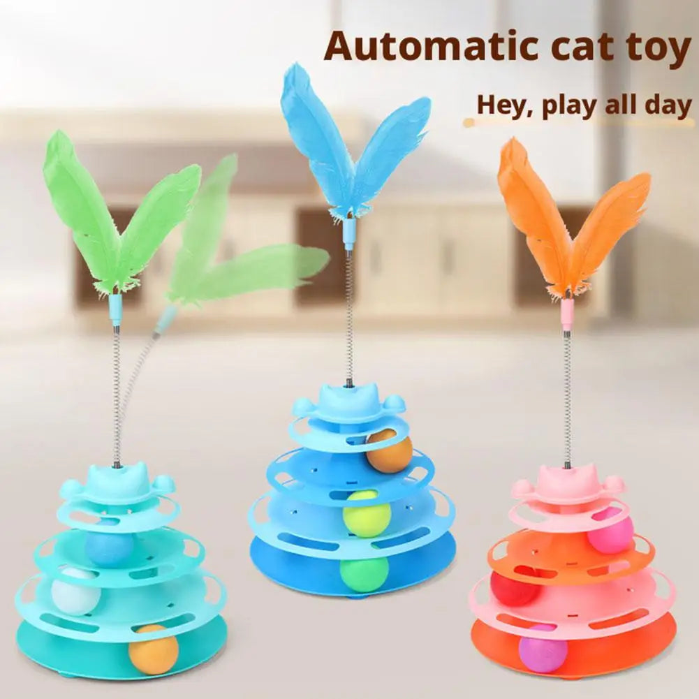 3-Tier Ball Track Tower with Feather