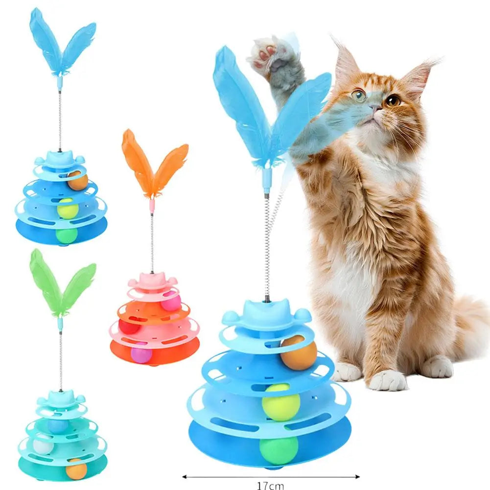 3-Tier Ball Track Tower with Feather