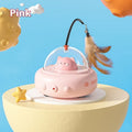 Spinning UFO Feather Teaser Toy
