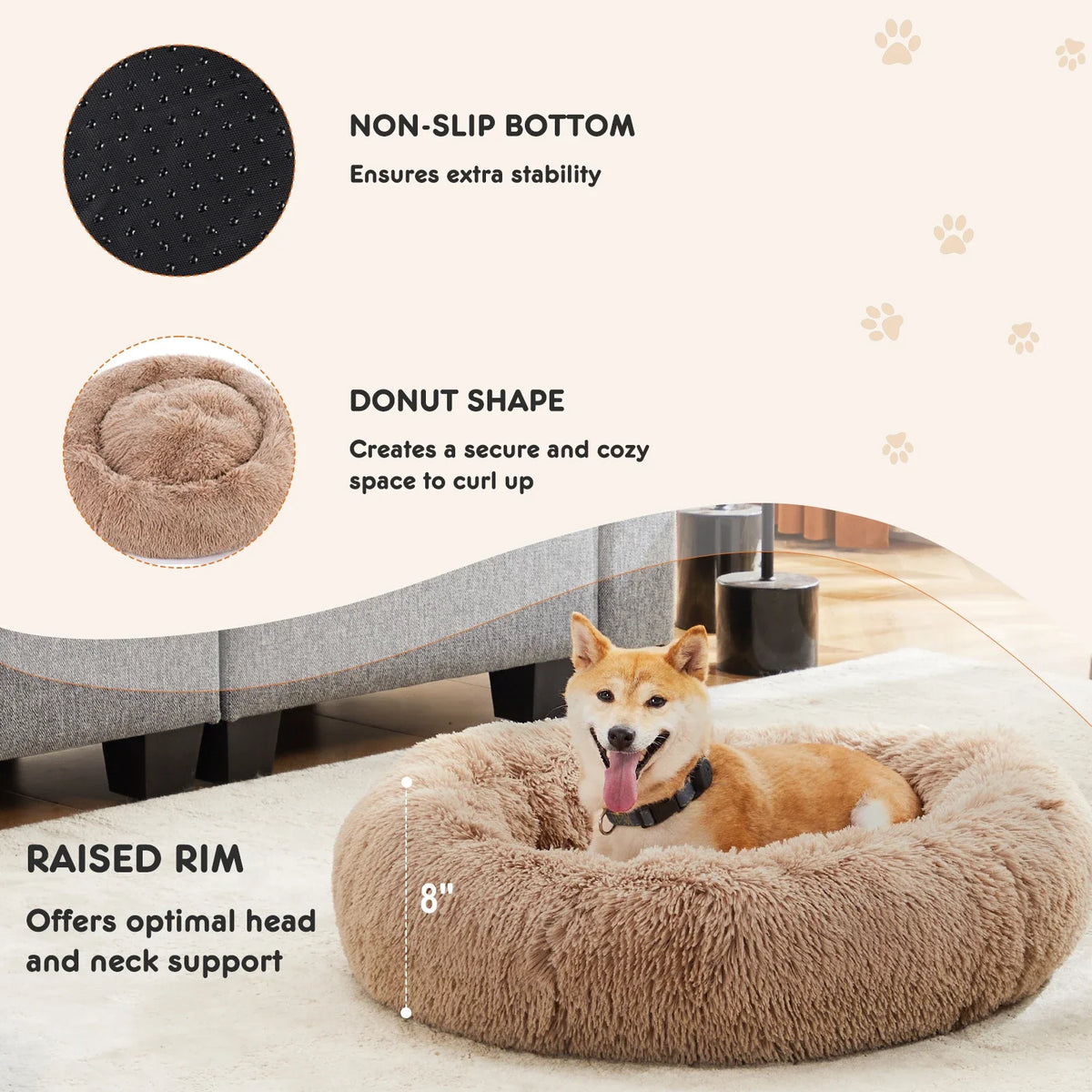 Fluffy Donut Dog Bed, Washable