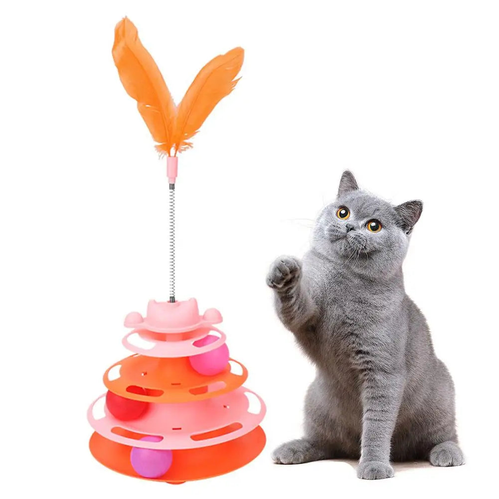 3-Tier Ball Track Tower with Feather