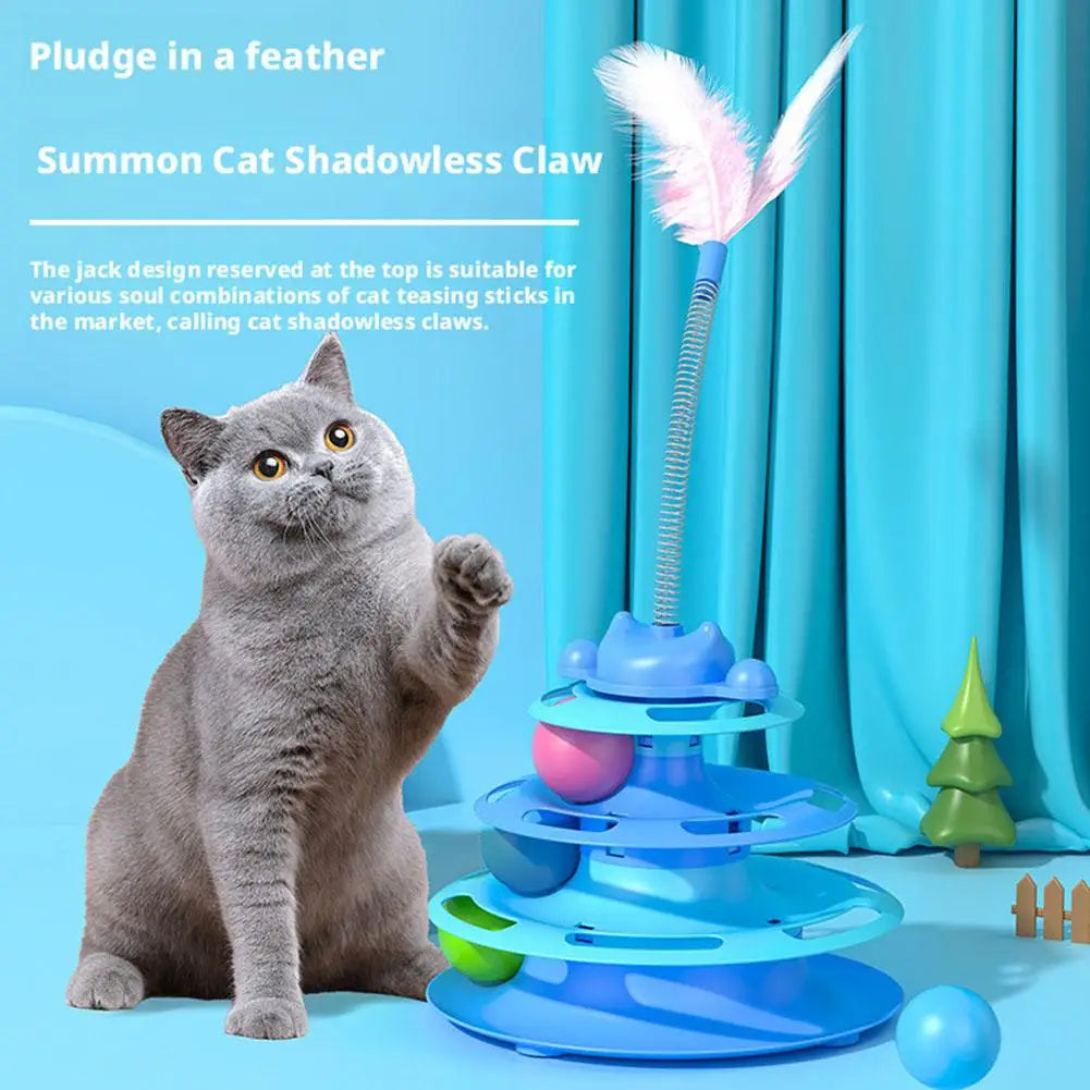 3-Tier Ball Track Tower with Feather