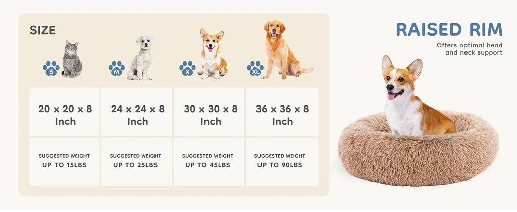 Fluffy Donut Dog Bed, Washable