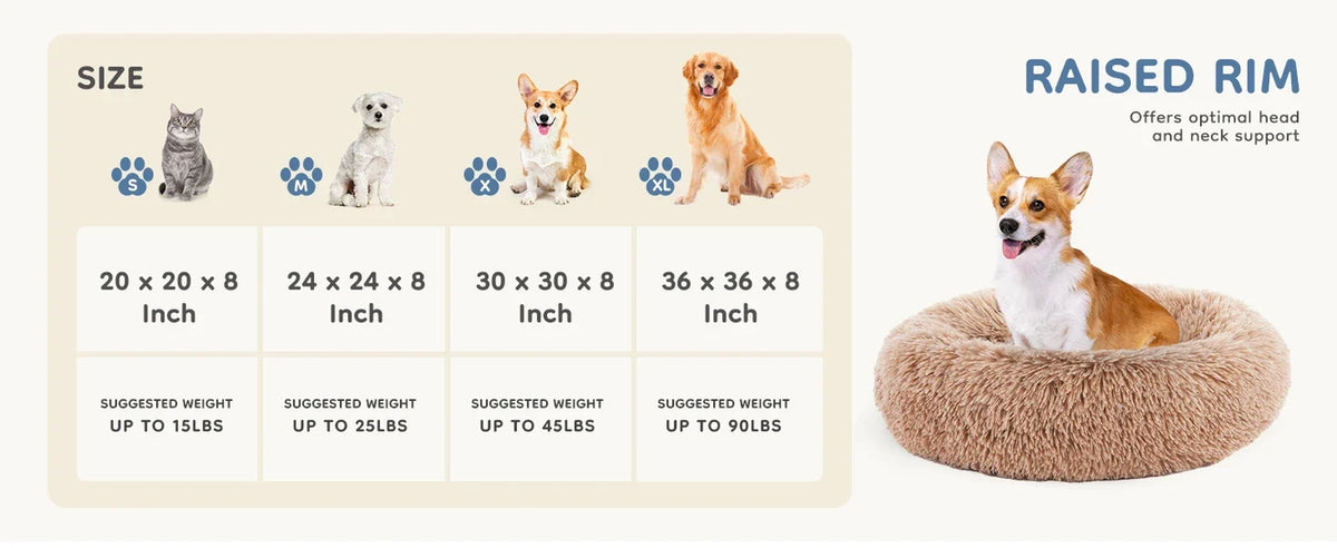 Fluffy Donut Dog Bed, Washable