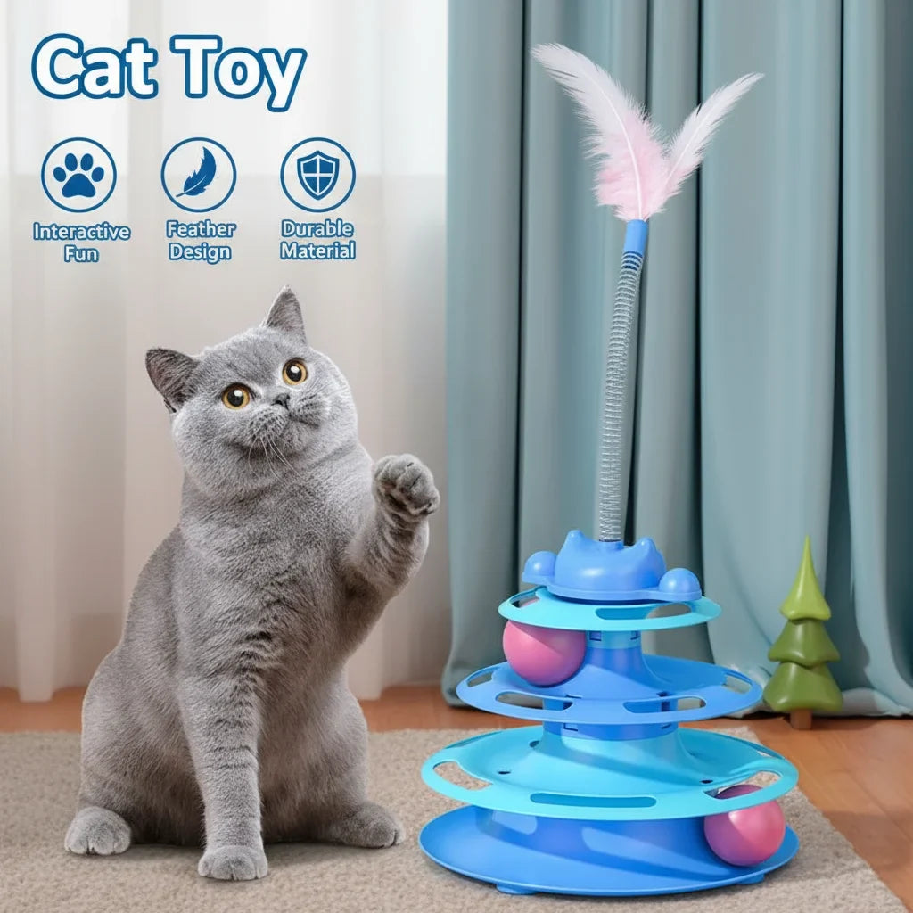 3-Tier Ball Track Tower with Feather