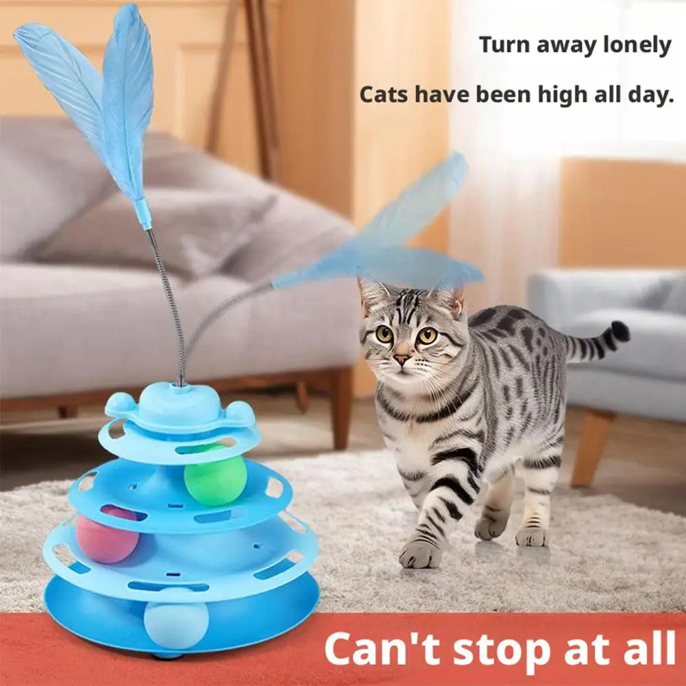 3-Tier Ball Track Tower with Feather