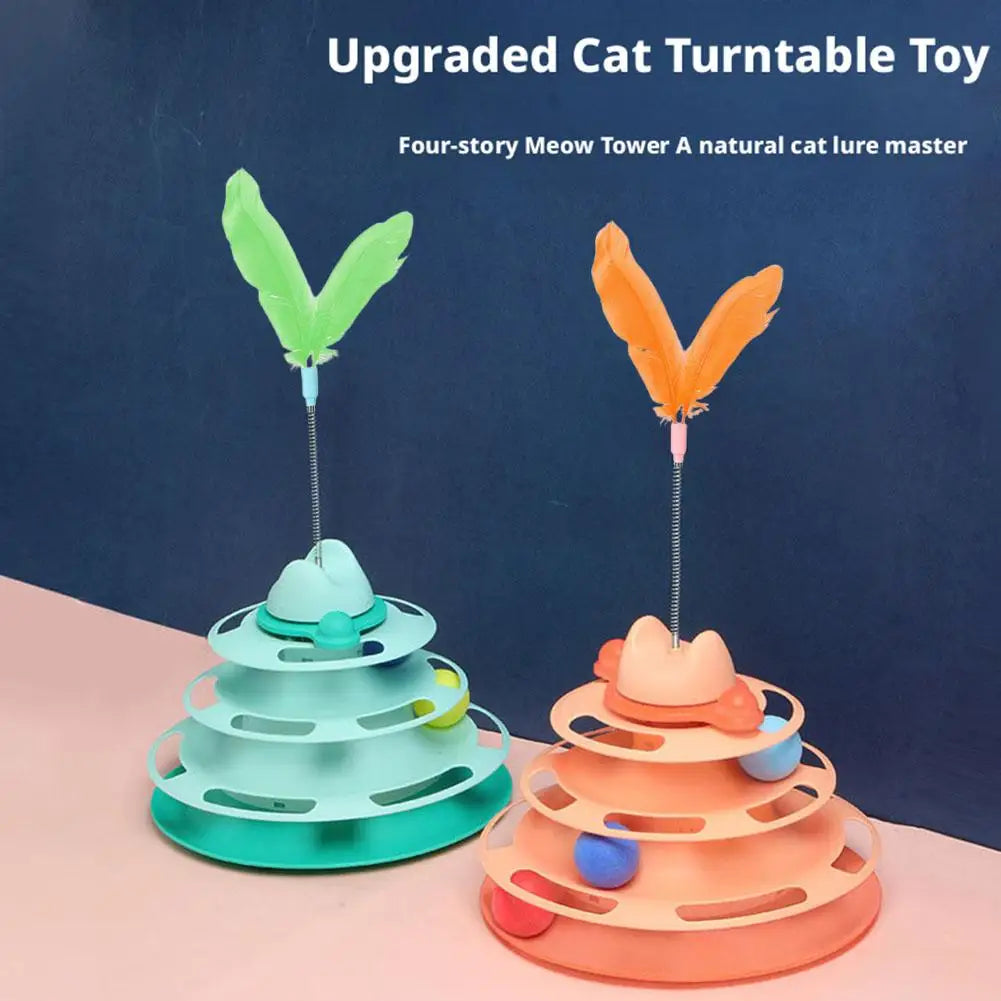 3-Tier Ball Track Tower with Feather
