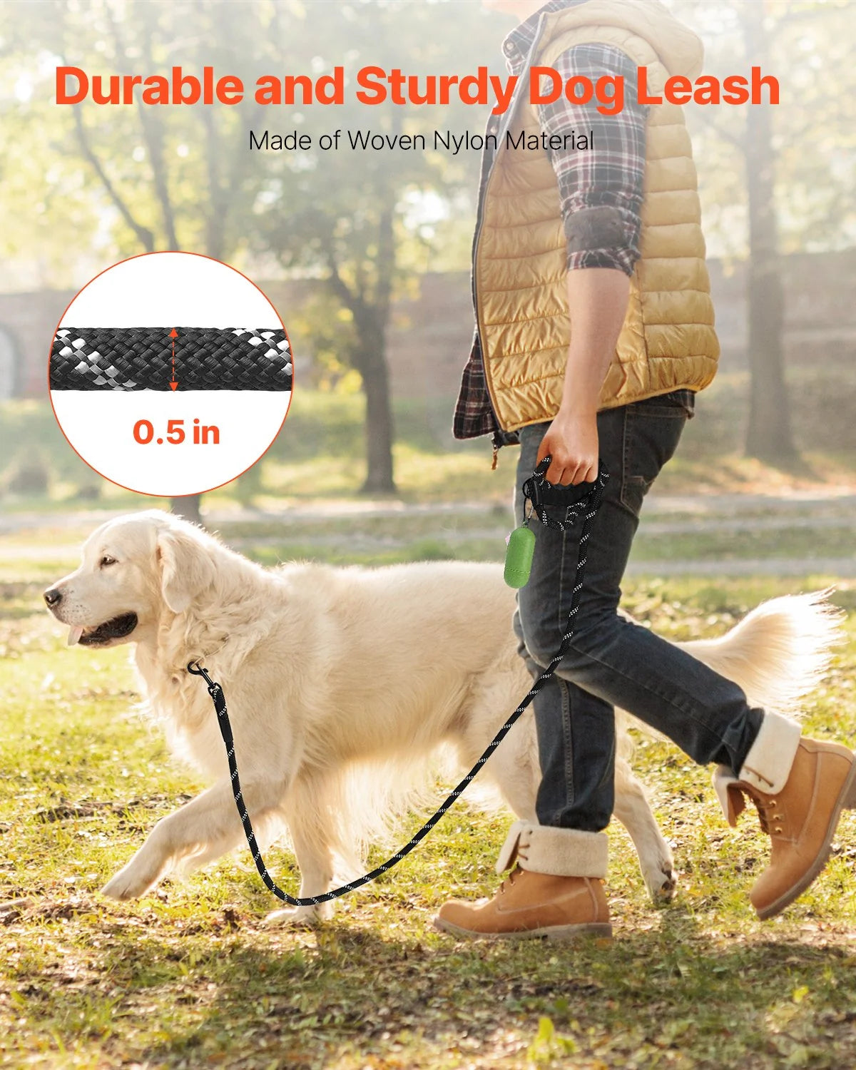 Padded-Handle Rope Leash, 6 ft