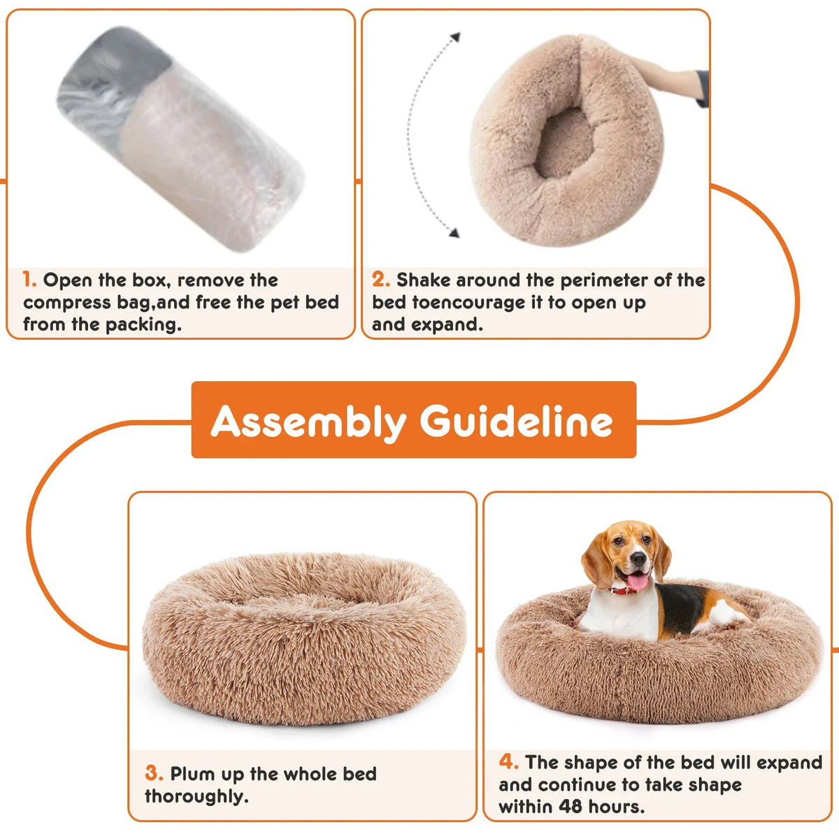 Fluffy Donut Dog Bed, Washable