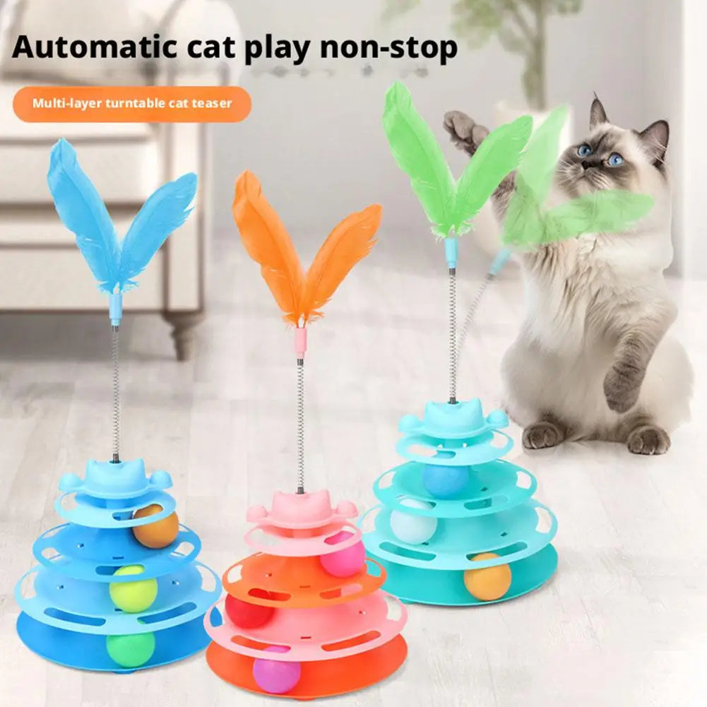 3-Tier Ball Track Tower with Feather